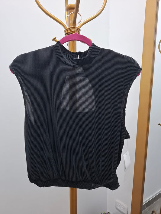 BLUSA A RAYAS RO&DE COLOR NEGRO CON ESCOTE EN LA ESPALDA - TALLA M