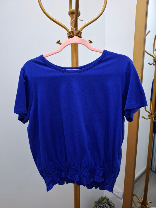 BLUSA CALVIN KLEIN CORRUGADA EN LA CINTURA COLOR AZUL MARINO - TALLA S