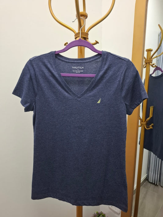 POLO DE MUJER NAUTICA COLOR AZUL JASPEADO - TALLA S