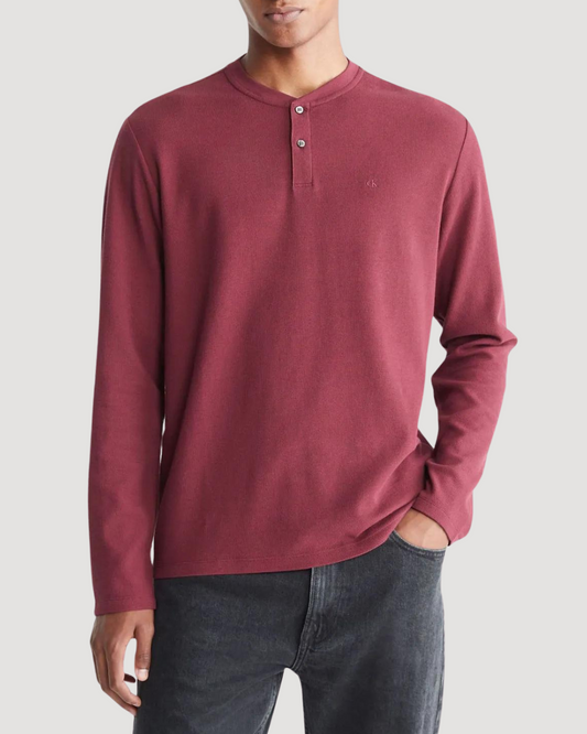 POLO MANGA LARGA TIPO MALLA CALVIN KLEIN COLOR VINO - TALLA S