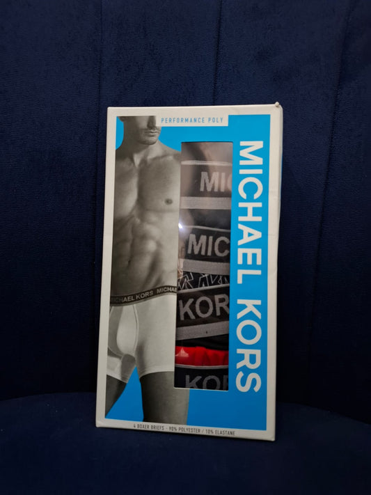 4 UNIDADES DE BOXER MICHAEL KORS EN COLOR ROJO Y NEGRO - TALLA L