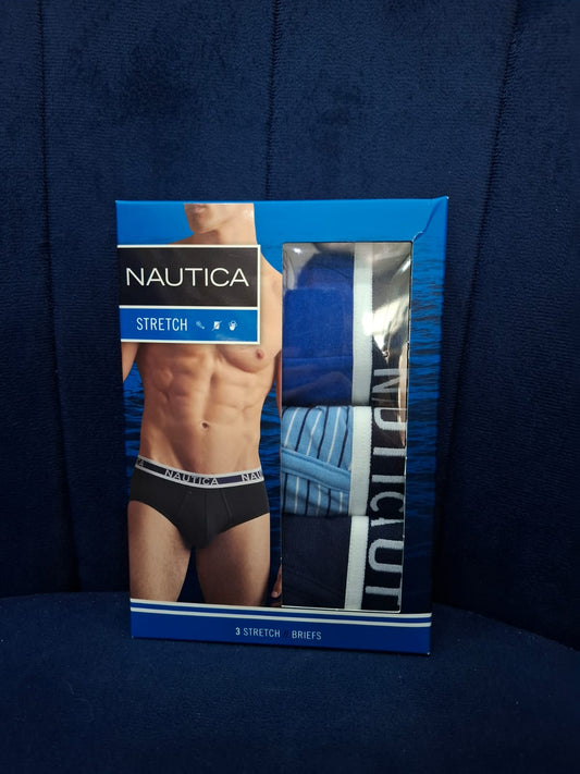 3 UNIDADES DE BOXER NAUTICA EN COLOR CELESTE Y AZUL - TALLA M