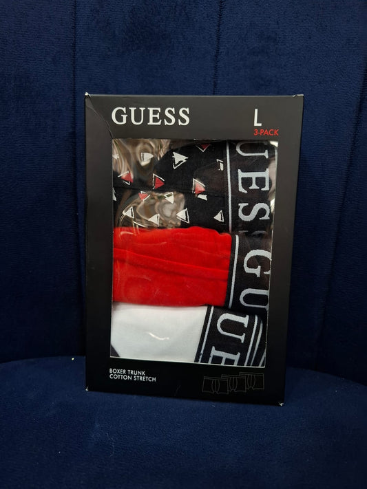 3 UNIDADES DE BOXER GUESS EN COLOR ROJO, BLANCO Y NEGRO - TALLA L