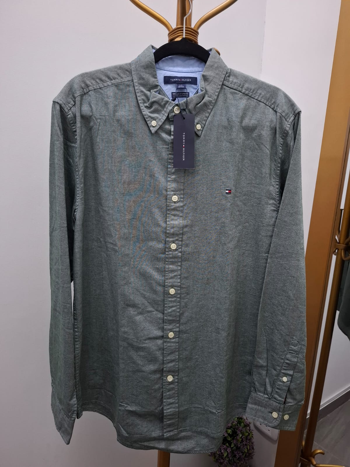 CAMISA MANGA LARGA TOMMY HILFIGER COLOR VERDE - TALLA L