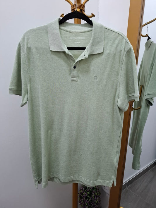 POLO CUELLO CAMISA BANANA REPUBLIC COLOR VERDE AGUA JASPEADO - TALLA M