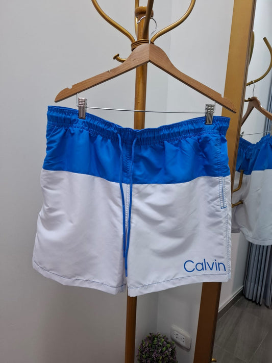 ROPA DE BAÑO CALVIN KLEIN COLOR BLANCO Y CELESTE - TALLA XL