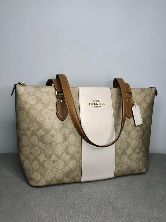 BOLSO COACH COLOR BLANCO CON BEIGE