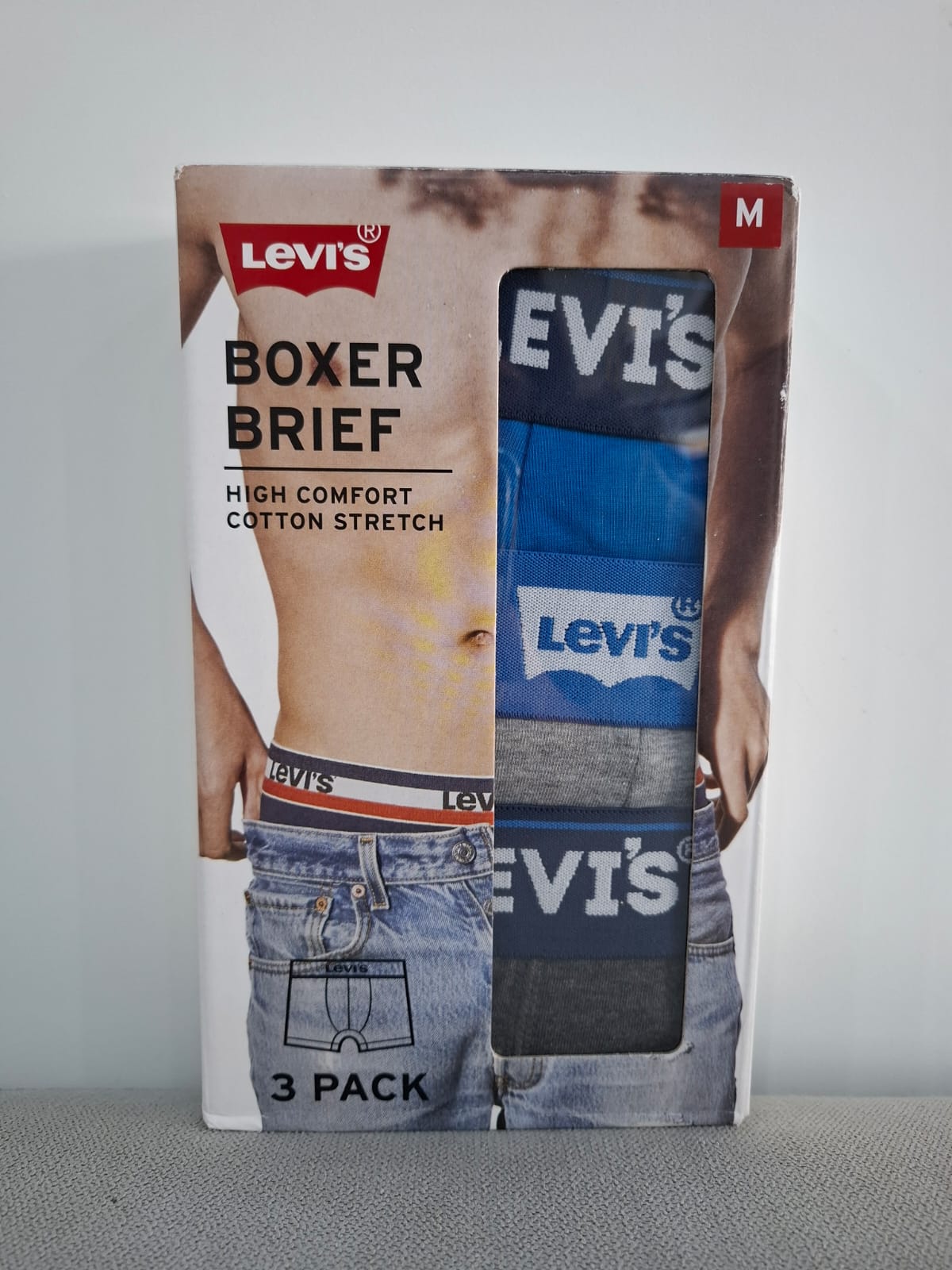 3 UNIDADES DE BOXER LEVI´S EN COLORES AZUL, GRIS Y PLOMO - TALLA M