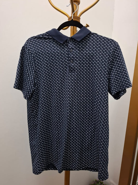 POLO CUELLO CAMISA ARMANI EXCHANGE CON DISEÑO DE MOSAICO AZUL - TALLA S