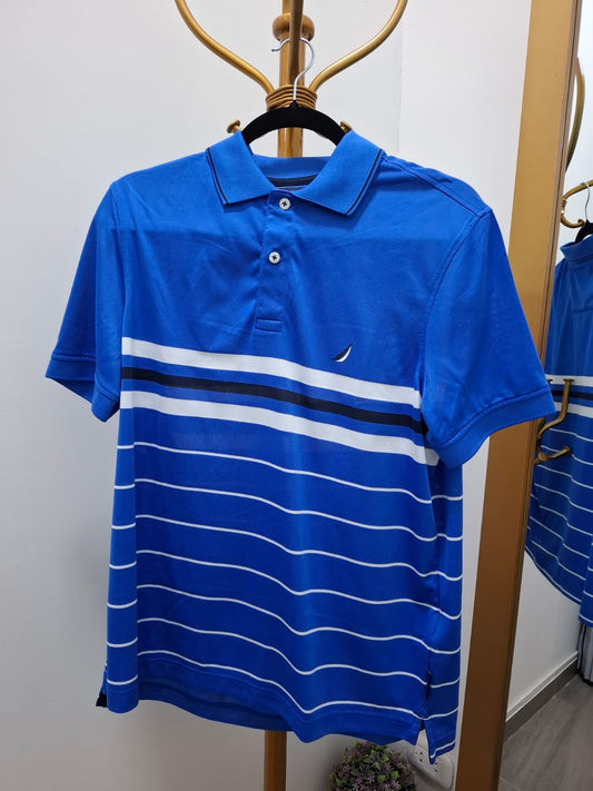 POLO CUELLO CAMISA NAUTICA A RAYAS AZUL Y BLANCO - TALLA S