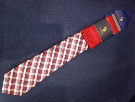 PACK DE CORBATA CON PAÑUELO US POLO ASSN a cuadros rojos