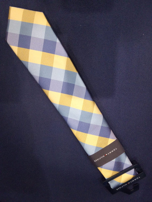 CORBATA TOMMY HILFIGER A CUADROS AMARILLOS CON AZUL