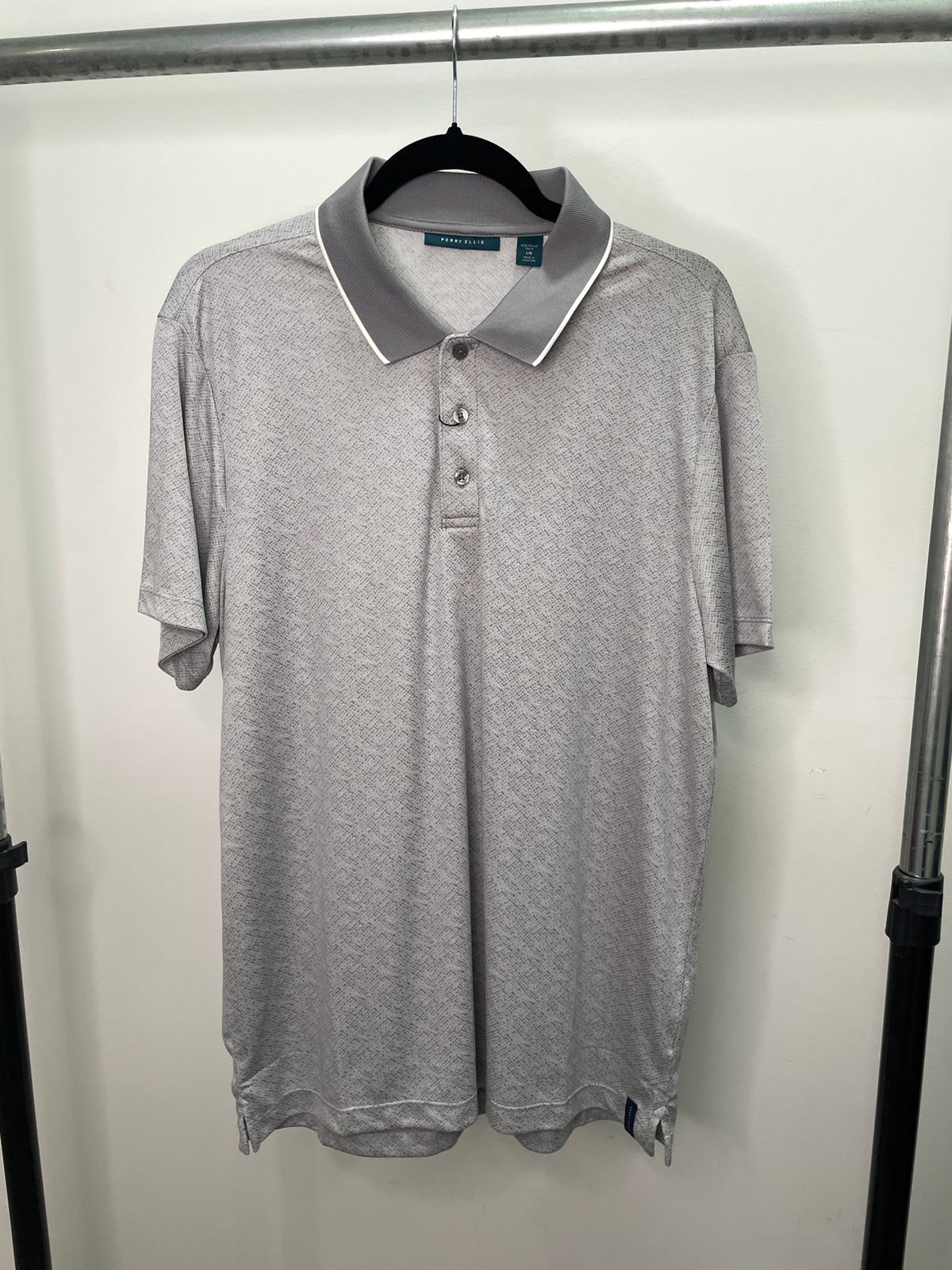 POLO CUELLO CAMISA PERRY ELLIS GRIS JASPEADO - TALLA L