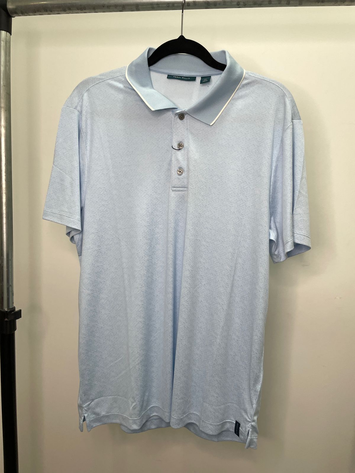 POLO CUELLO CAMISA PERRY ELLIS COLOR CELESTE JASPEADO - TALLA L