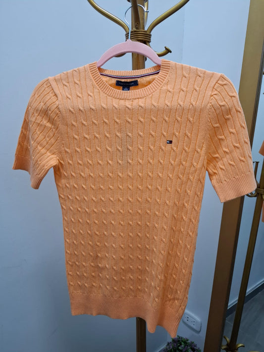 POLO MANGA CORTA DE MUJER TOMMY HILFIGER COLOR NARANJA NEON - TALLA XS