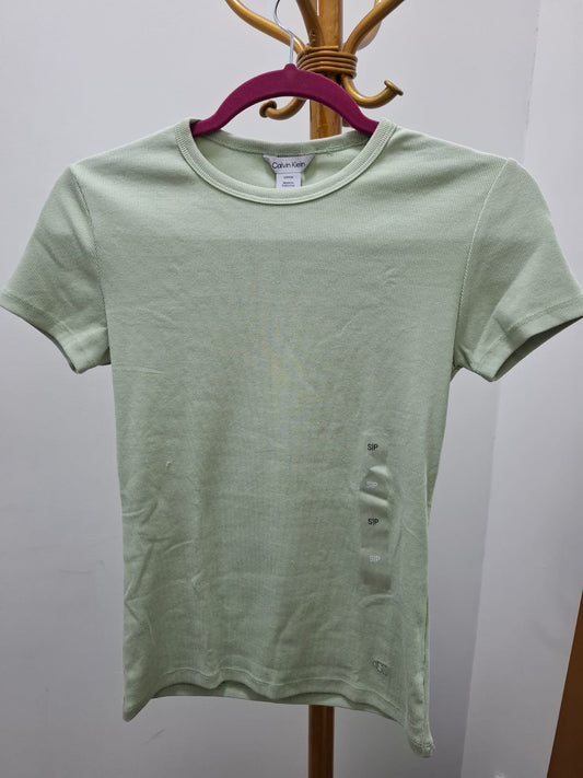 POLO MANGA CORTA RIB CALVIN KLEIN COLOR VERDE AGUA - TALLA S