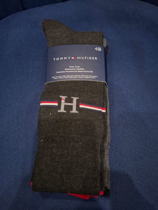 4 PARES DE MEDIAS TOMMY HILFIGER EN COLOR NEGRO Y GRIS