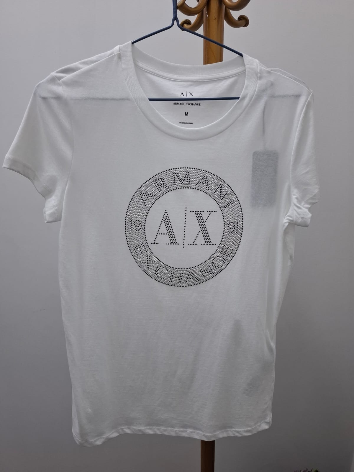 POLO DE MUJER ARMANI ECHANGE COLOR BLANCO CON PEDRERIA - TALLA M